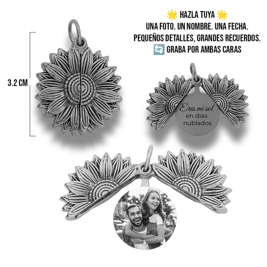 Girasol Placa Plateado Personalizable De Zamak