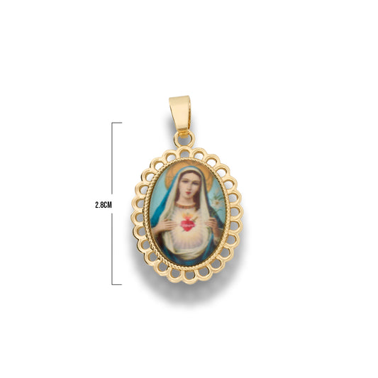 Dije Sagrado Corazón De María Para Recamar Dorado Rodinado