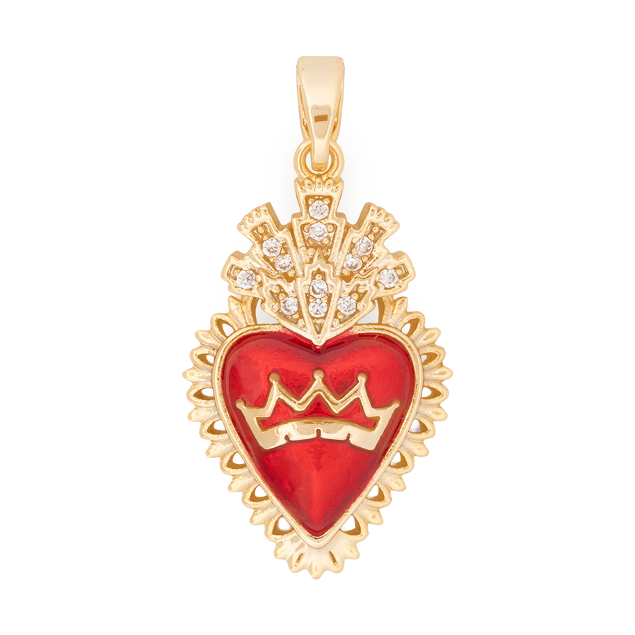 Dije Sagrado Corazón Corona Dorado Rodinado