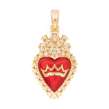 Dije Sagrado Corazón Corona Dorado Rodinado