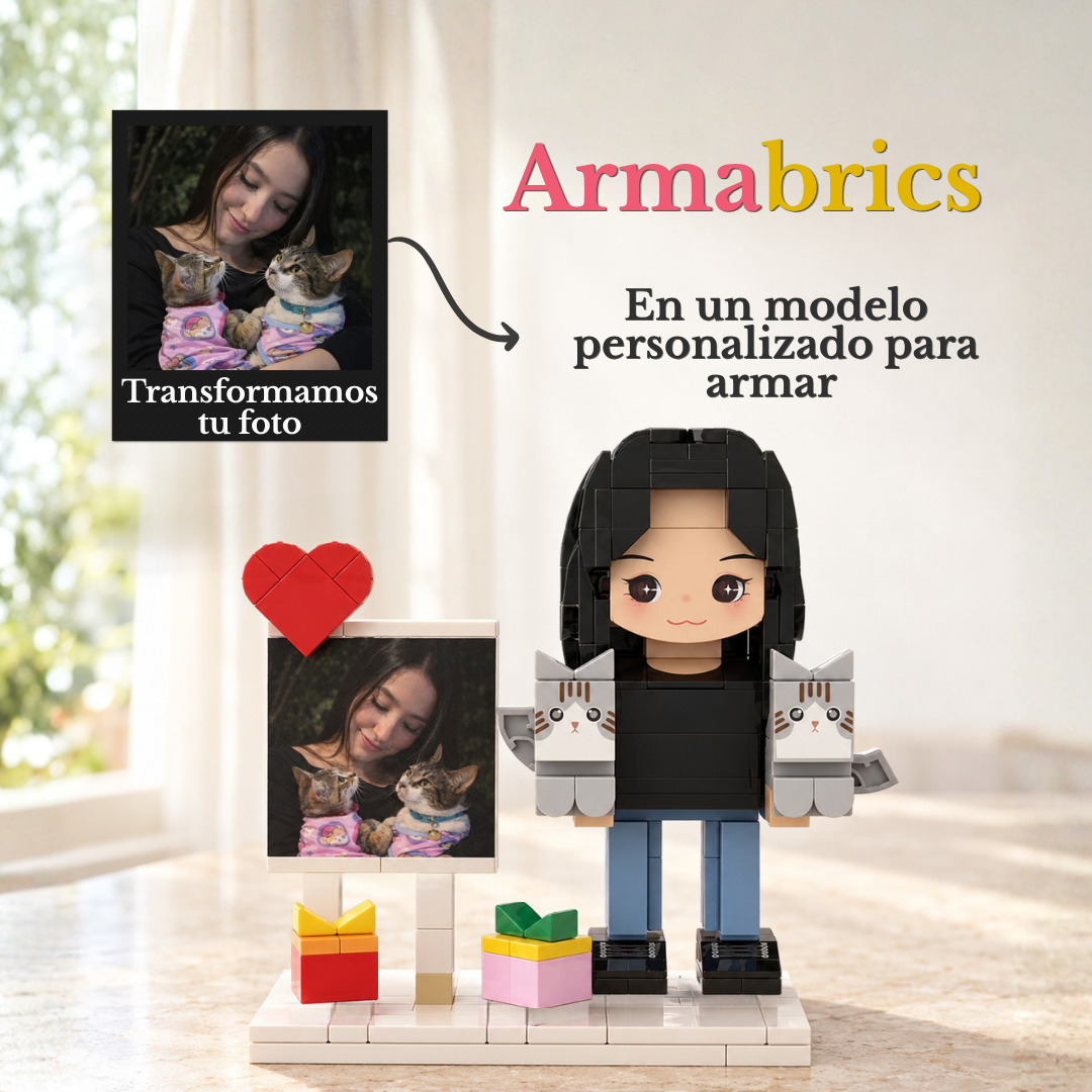 Armabrics 1 Persona Y 1 o 2 Mascotas Pequeñas + Foto + Base y Envío