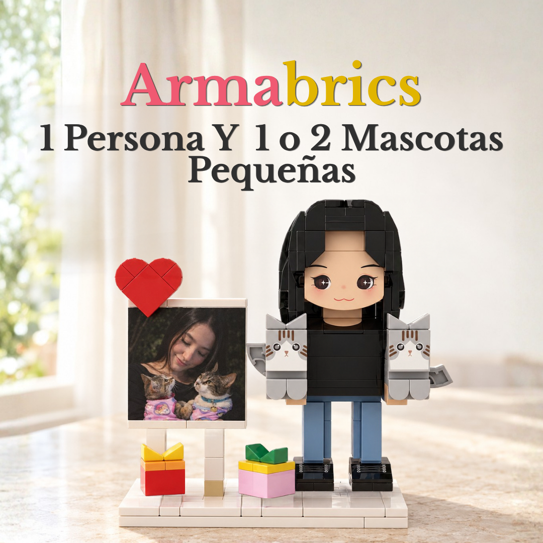 Armabrics 1 Persona Y 1 o 2 Mascotas Pequeñas + Foto + Base y Envío