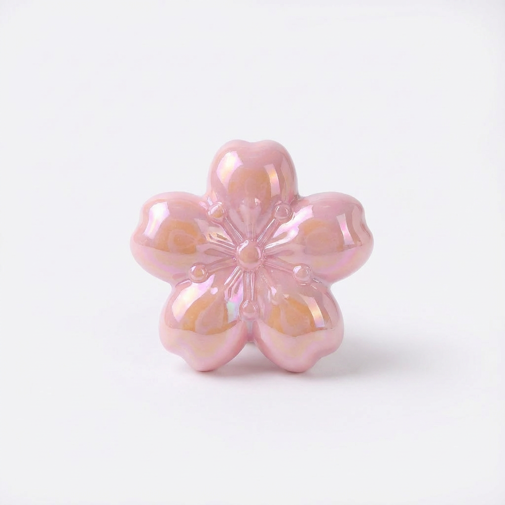 Flor Pasador Acrílica Rosado Perlado
