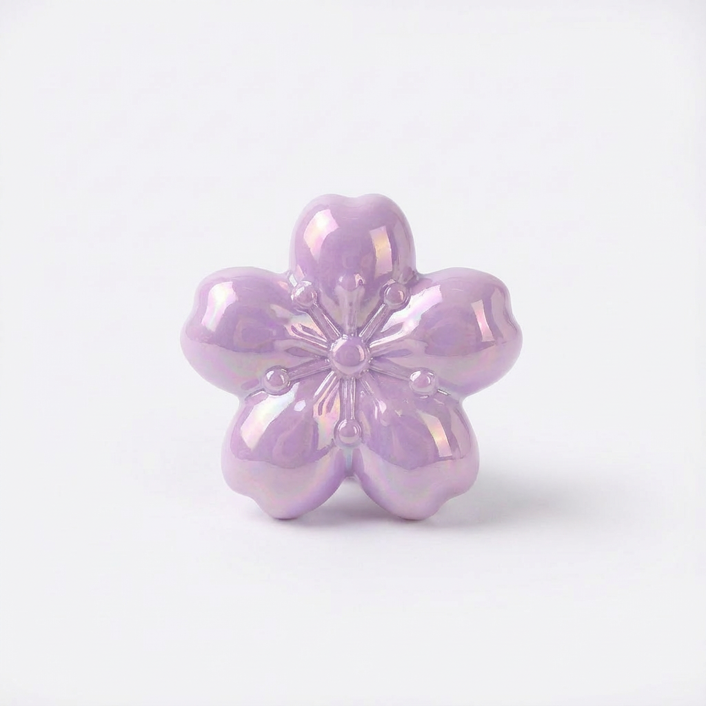 Flor Pasador Acrílica Lila Perlado