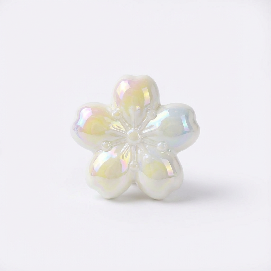 Flor Pasador Acrílica Blanco Perlado