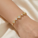Pulsera Ajustable Tréboles Circones Dorado Rodinado