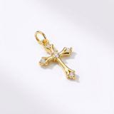 Dije Cruz Punta Diamante Dorado Rodinado