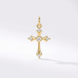 Dije Cruz Punta Diamante Dorado Rodinado