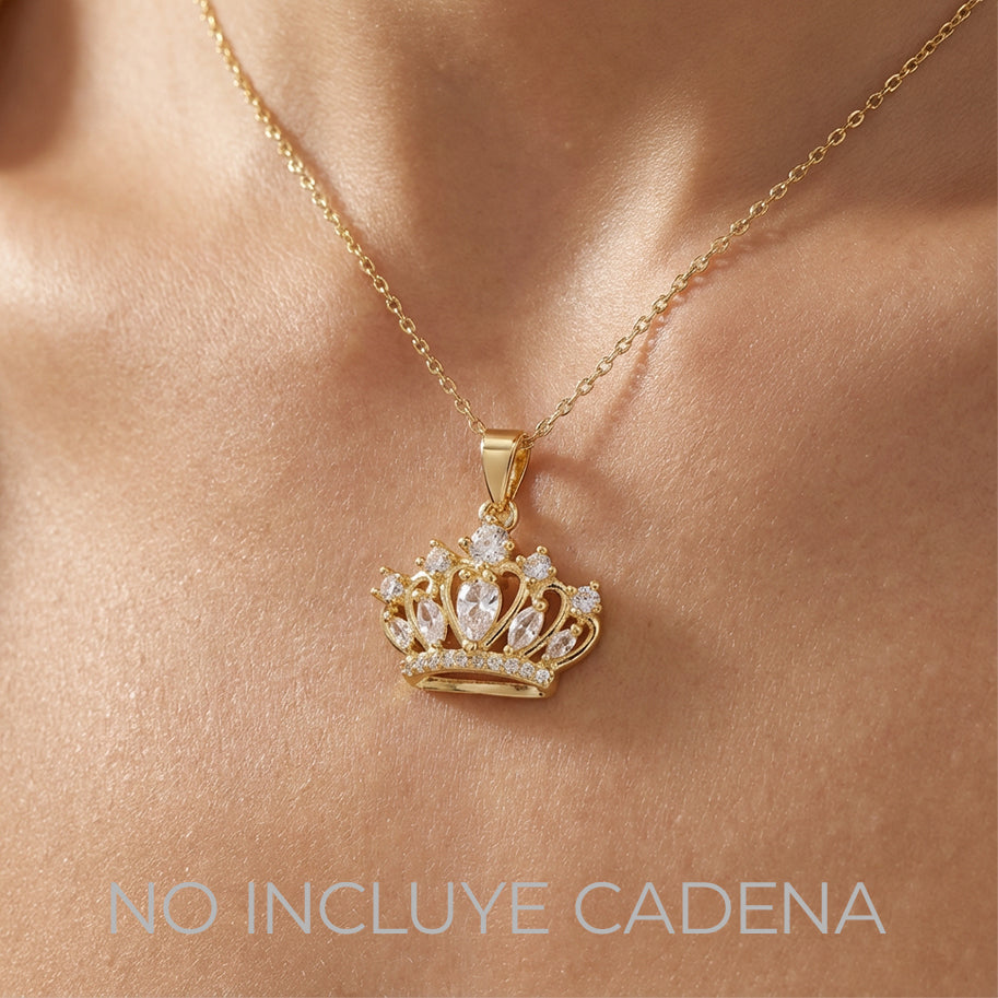 Dije Corona Grande Dorado Rodinado