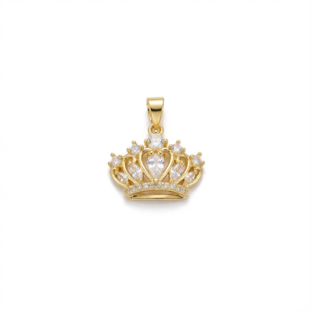 Dije Corona Grande Dorado Rodinado