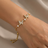 Pulsera Ajustable Mariposas Dorado Rodinado