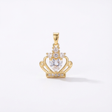 Dije Corona Reina Corazón Piedra Blanca Dorado Rodinado