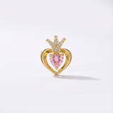 Dije Corazón Queen Piedra Rosada Dorado Rodinado