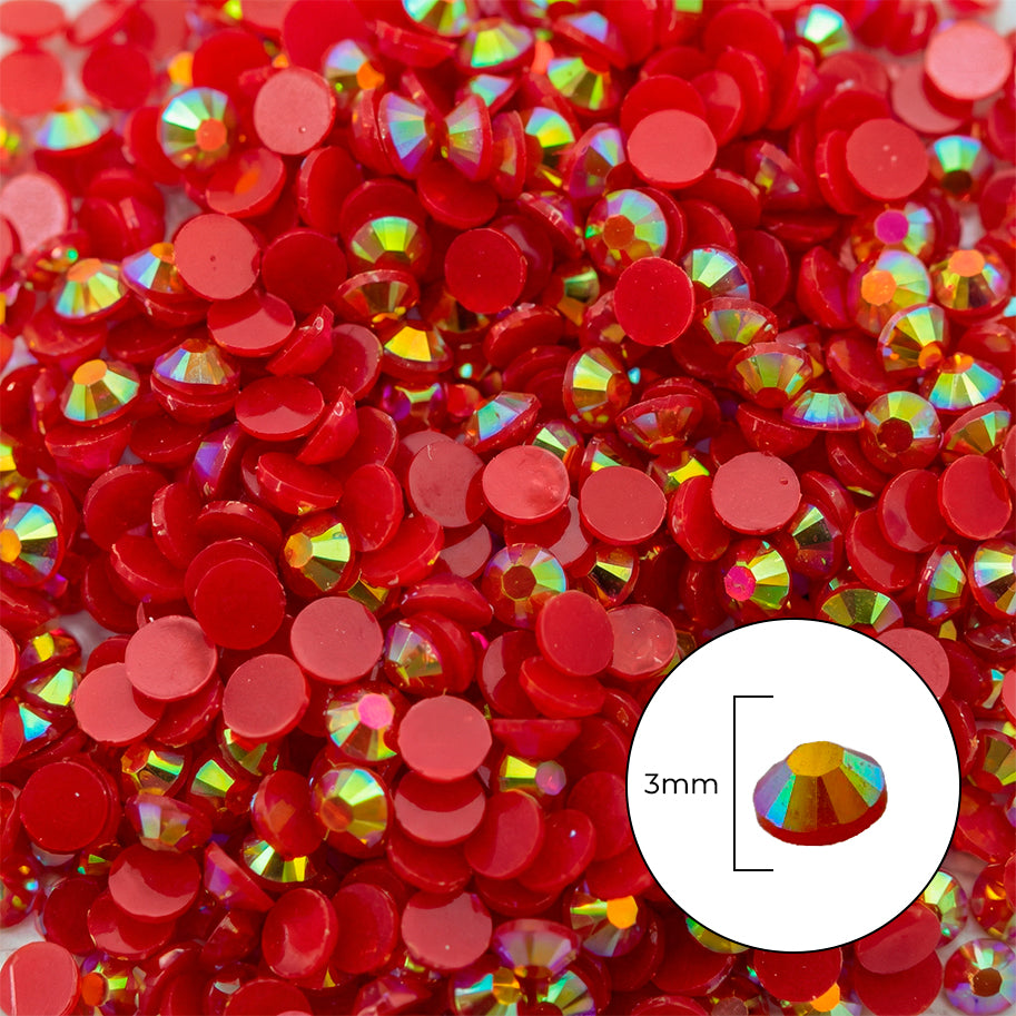 Diamante Imitación Resina 17 Rojo Boreal 3mm x 1.000 Pcs Para Pegar