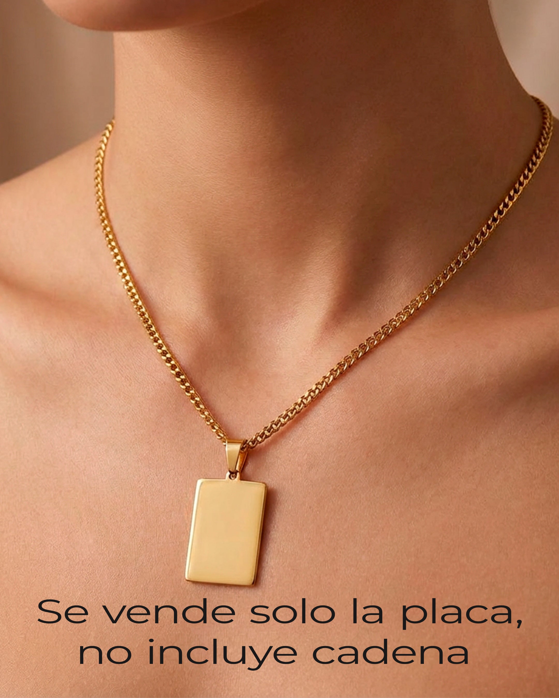 Placa Militar Rectángular 2.4cms Dorado Acero