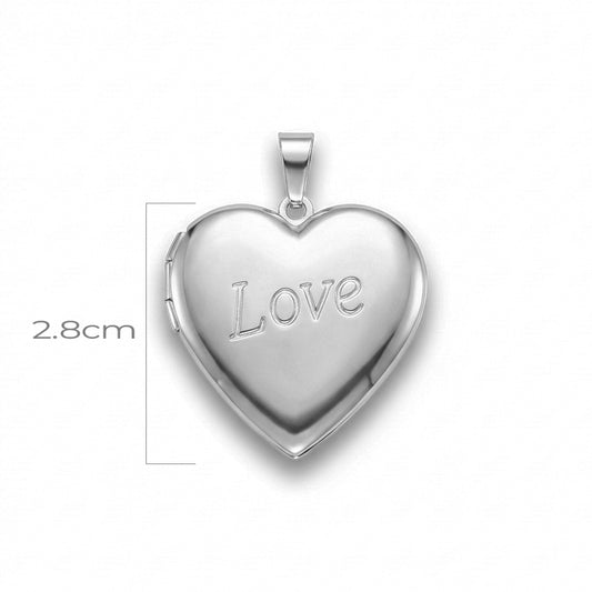 Relicario De Acero Corazón Love Plateado