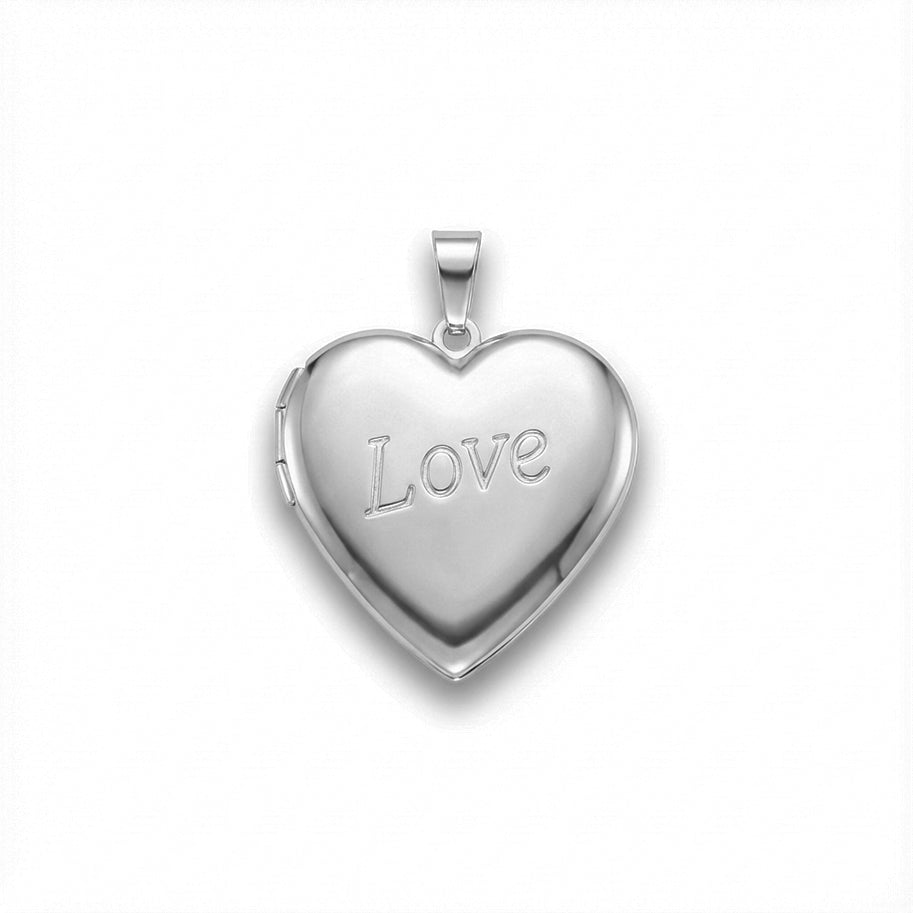 Relicario De Acero Corazón Love Plateado