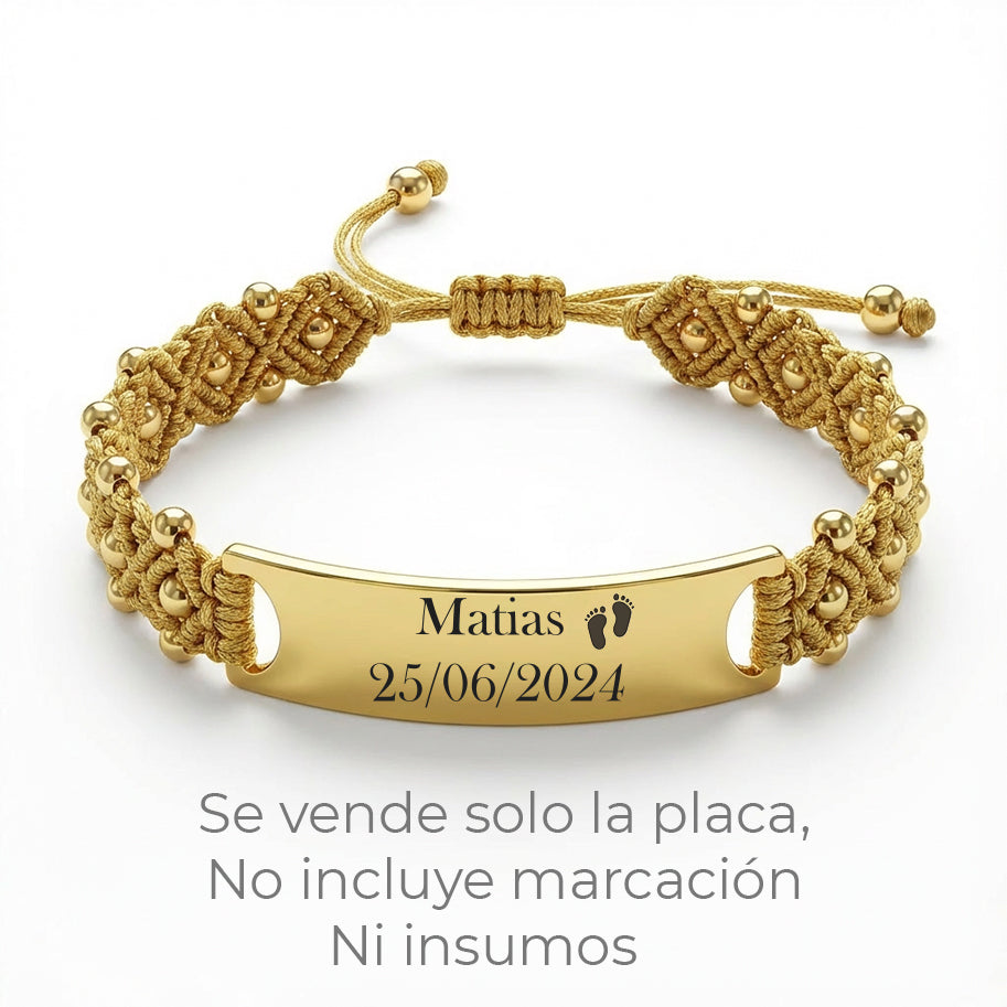 Placa De Acero Para Tejer 4.0 x 1.0 Cms Pulsera Dorado
