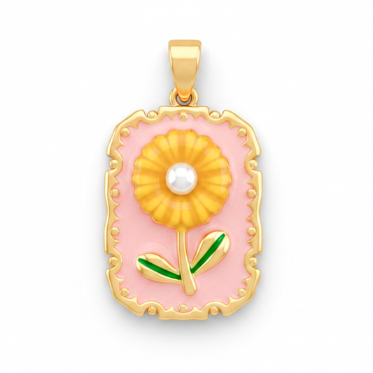 Dije Vintage Girasol Perla Nacarada Rodinado