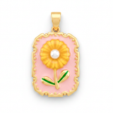 Dije Vintage Girasol Perla Nacarada Rodinado