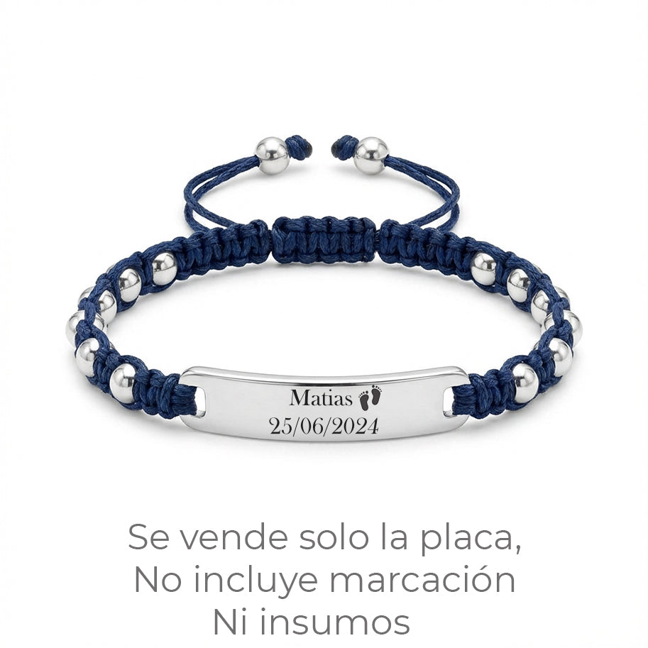 Placa De Acero Para Tejer 3.5 x 0.6 Cms Pulsera Plateado