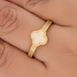 Anillo Trebol Circones C # 39 Dorado Rodinado