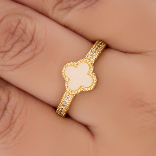 Anillo Trebol Circones C # 39 Dorado Rodinado