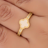 Anillo Trebol Circones C # 39 Dorado Rodinado