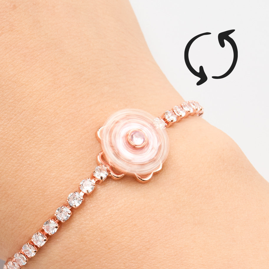 Pulsera Ajustable Dije Giratorio 51 Rosado Rodinado