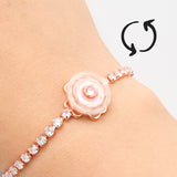 Pulsera Ajustable Dije Giratorio 51 Rosado Rodinado