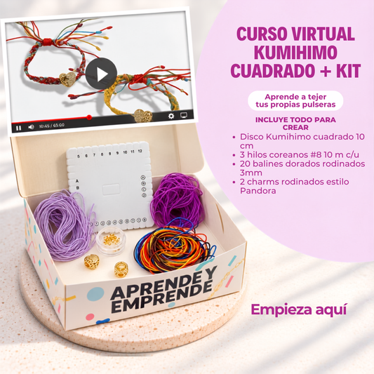 Kit de Kumihimo Cuadrado + Curso Virtual Gratis