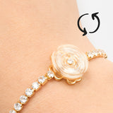 Pulsera Ajustable Dije Giratorio 07 Dorado Rodinado