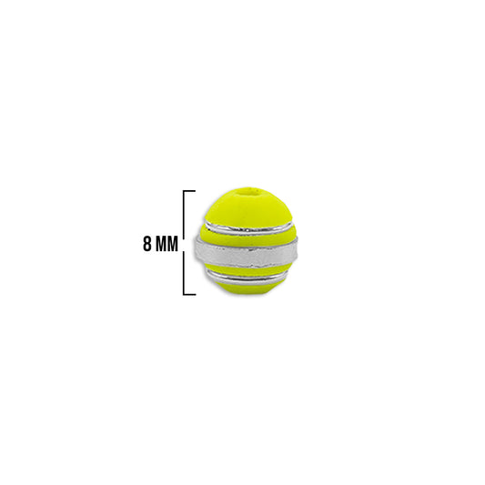 Bola Neopreno 3 Argollas Plateadas 8mm / Amarillo Neón