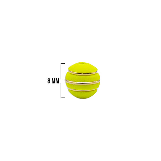 Bola Neopreno 3 Argollas Delgadas Doradas 8mm / Amarillo Neón