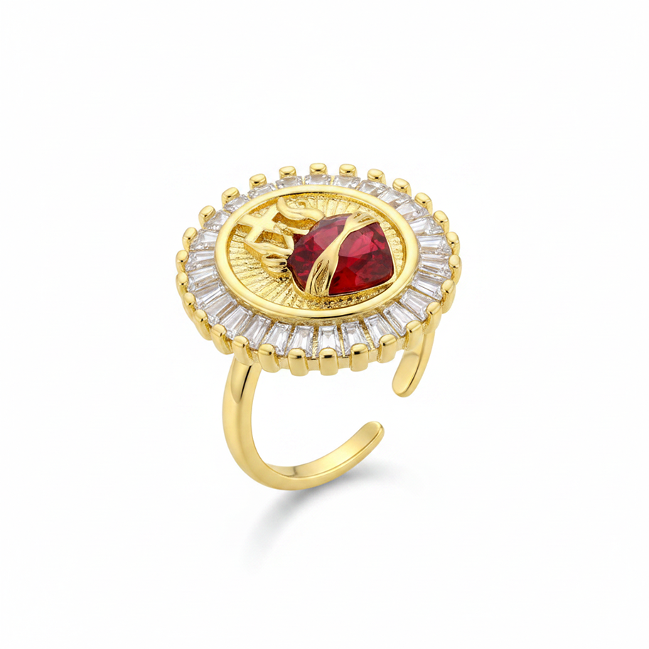 Anillo Ajustable Sagrado Corazón Circones Rodinado