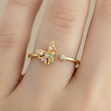 Anillo B #71 Ajustable Mariposa Piedra Multi Rodinado