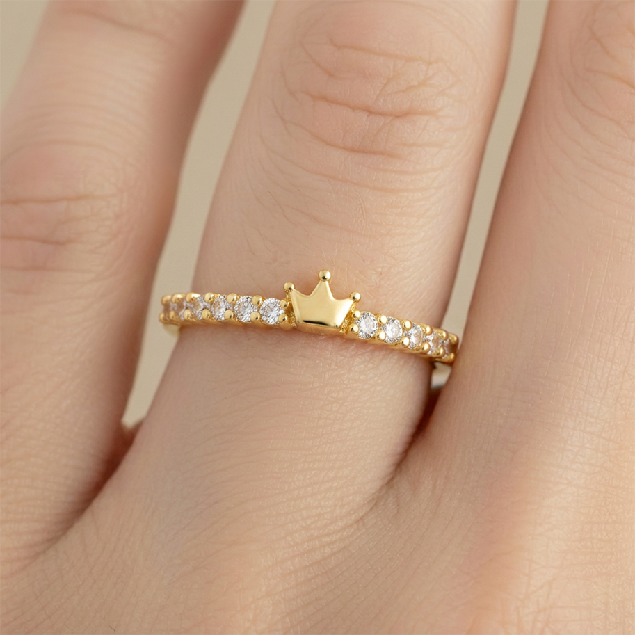 Anillo B #73 Ajustable Circones Y Corona Lisa Rodinado