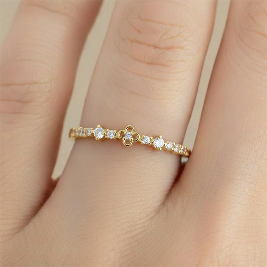 Anillo B #75 Ajustable Flor Pequeña Pequeña Rodinado