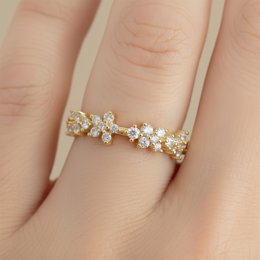 Anillo B #77 Ajustable Flores Pequeñas Circones Rodinado