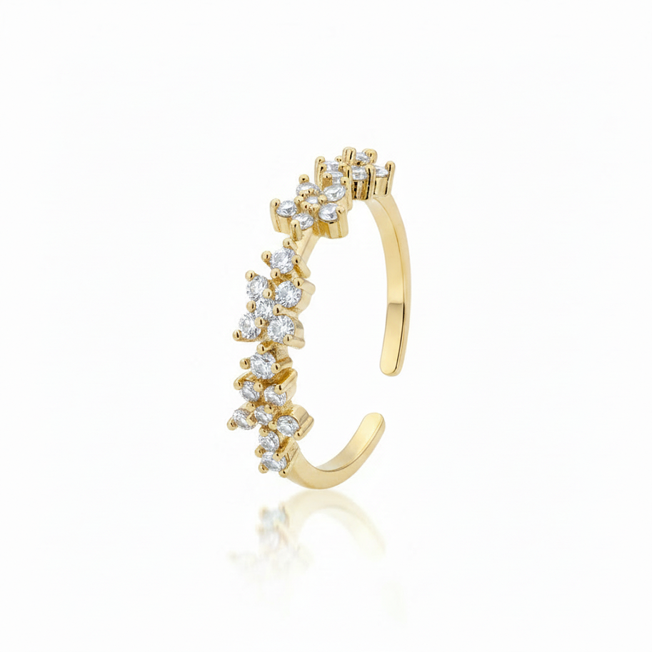 Anillo B #77 Ajustable Flores Pequeñas Circones Rodinado