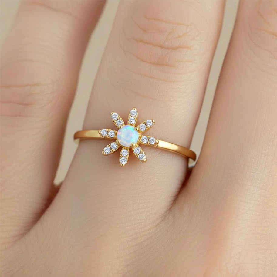 Anillo B #78 Ajustable Flor Boreal Rodinado