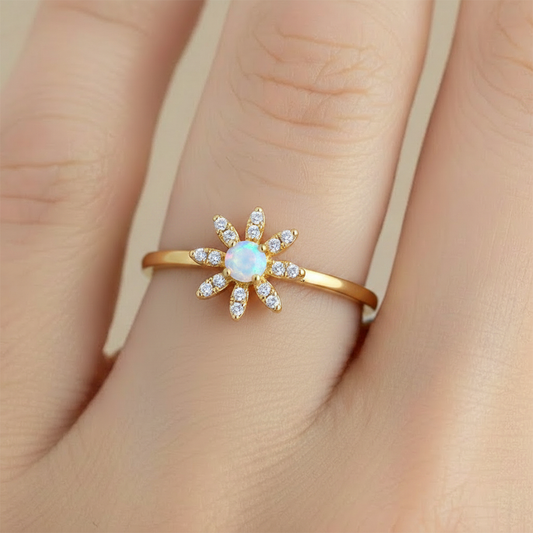 Anillo B #78 Ajustable Flor Boreal Rodinado
