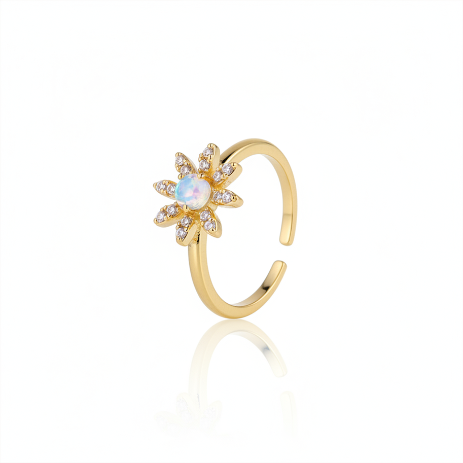 Anillo B #78 Ajustable Flor Boreal Rodinado