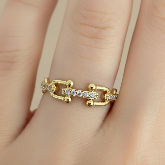 Anillo B #79 Ajustable Eslabón Entrelazado Rodinado