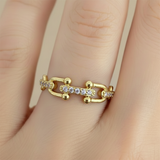 Anillo B #79 Ajustable Eslabón Entrelazado Rodinado