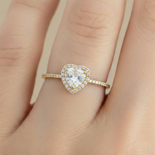 Anillo C #66 Ajustable Corazón Piedra Blanca Circones Rodinado