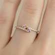 Anillo C #70 Ajustable Corazón Doble Piedra Rosada Rodinado