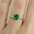 Anillo C #76 Ajustable Piedra Verde Rodinado