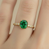 Anillo C #76 Ajustable Piedra Verde Rodinado