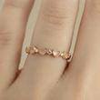 Anillo C #78 Ajustable Corazones Piedra Rosada Rodinado
